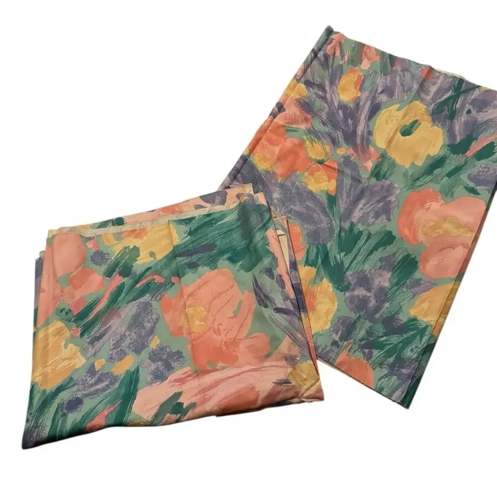 Vintage Upholstery Fabric Remnants Lot Floral Pastel Brushstroke Decor‎ Craft